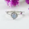 Blue Lace Agate Ring: Handmade 925 Sterling Silver, Dainty Round Gemstone