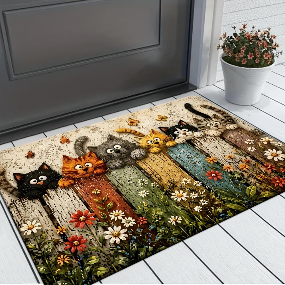 Pink Christmas Gnome Doormat Winter Snowy House Tomte Print Entrance Rug Indoor Porch Front Door Holiday Home Decor Mat