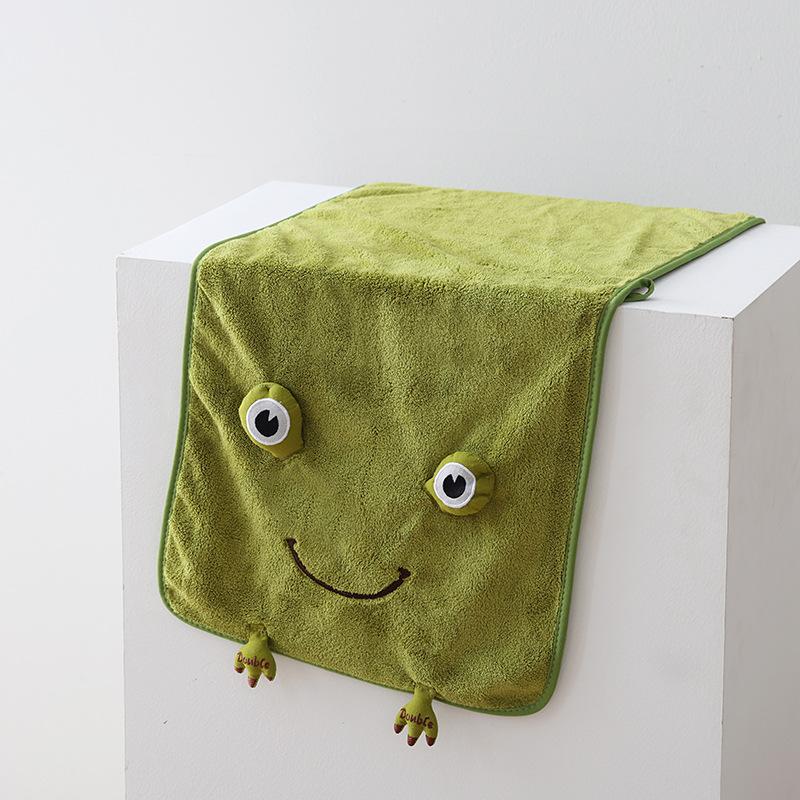 Cartoon Frog Coral Velvet Towel Household Thickened Water-absorbent Quick-drying Hair Drying Towel