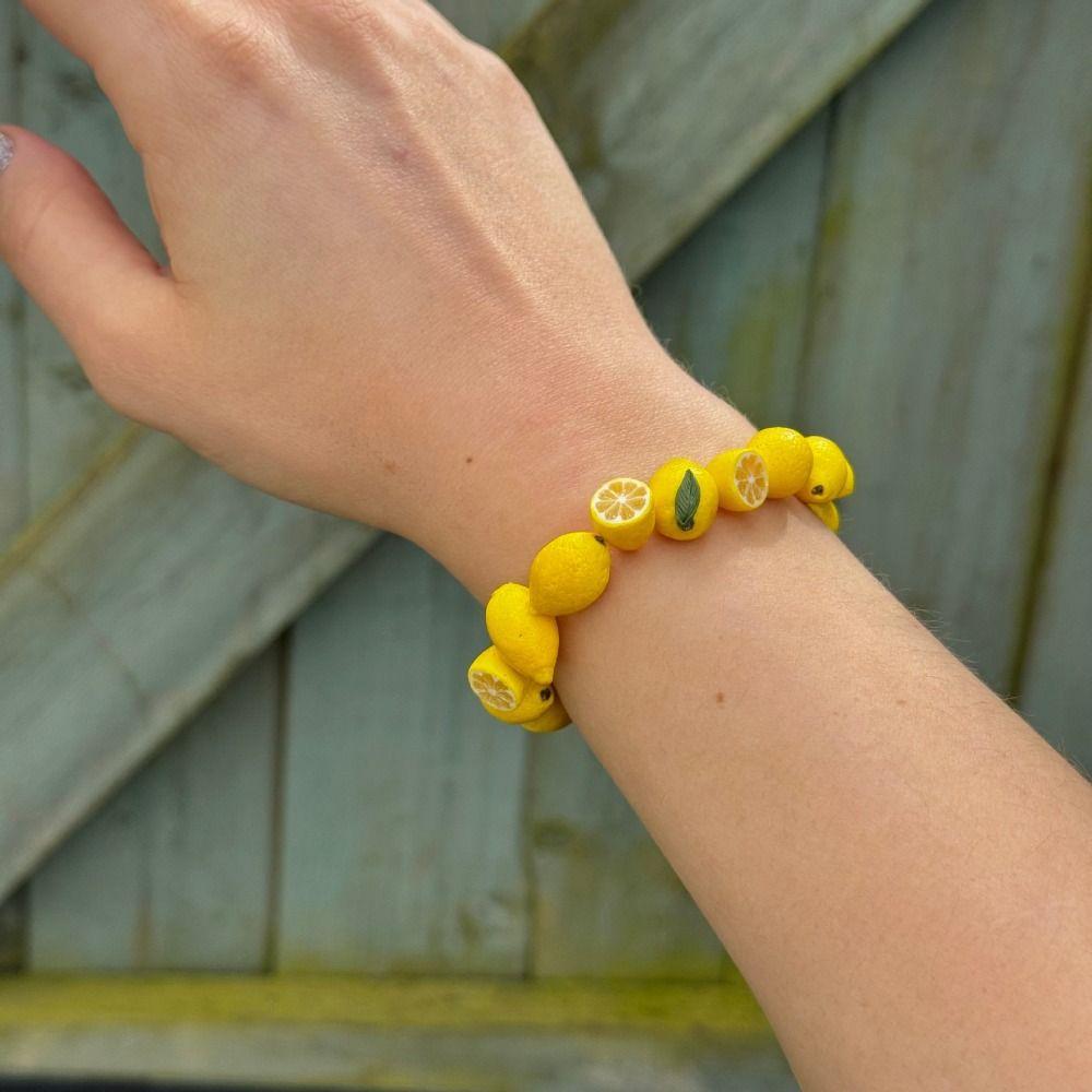 Beaded Simulation Fruit Bracelet Dopamine Summer Bohemian Jewelry  Vacation Accessories