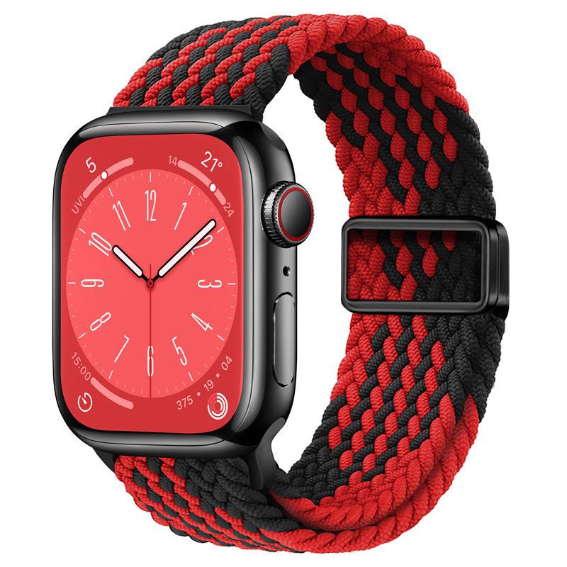 Compatible with Apple Watch S10, iWatch 11, Xiaomi 9, Huawei; Rainbow Nylon Magnetic Buckle Strap.