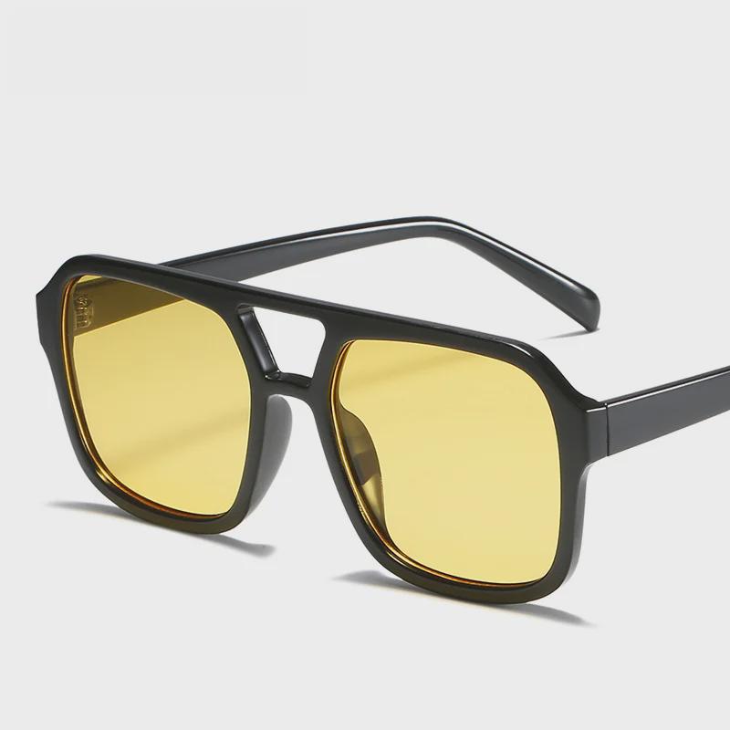 "Trendy Retro Double Beam Ocean Lens Sunglasses with Large Frame"