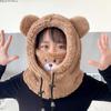 Cartoon Bear Ears Hat Thickened Winter Hats Fashion Integrated Hat Scarf  for Women Girls
