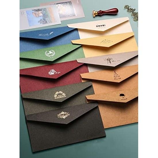Letter Set Envelopes 10 Colors Paper Craft Antique Style Simple Stylish Foil Stamping Invitations Wedding Congratulatory Letters Greeting Cards Sheets