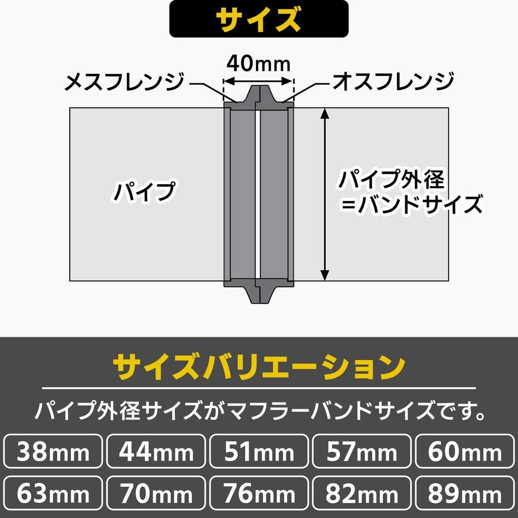 Motorcycle muffler band clamp pipe stainless steel flange 89 UB-Lab.