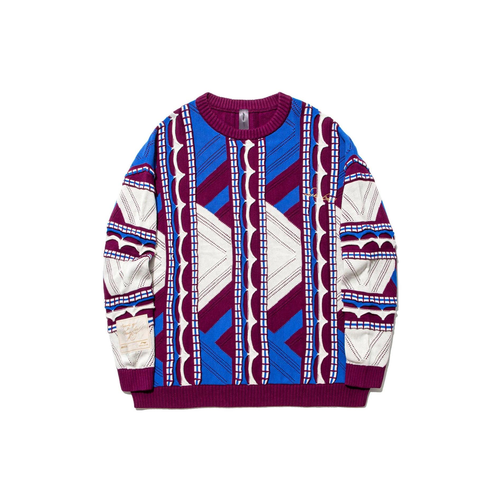 Li Ning Knitwear Men s Medicine Water Amethyst Blue Ecru AMBT237-2 XXL