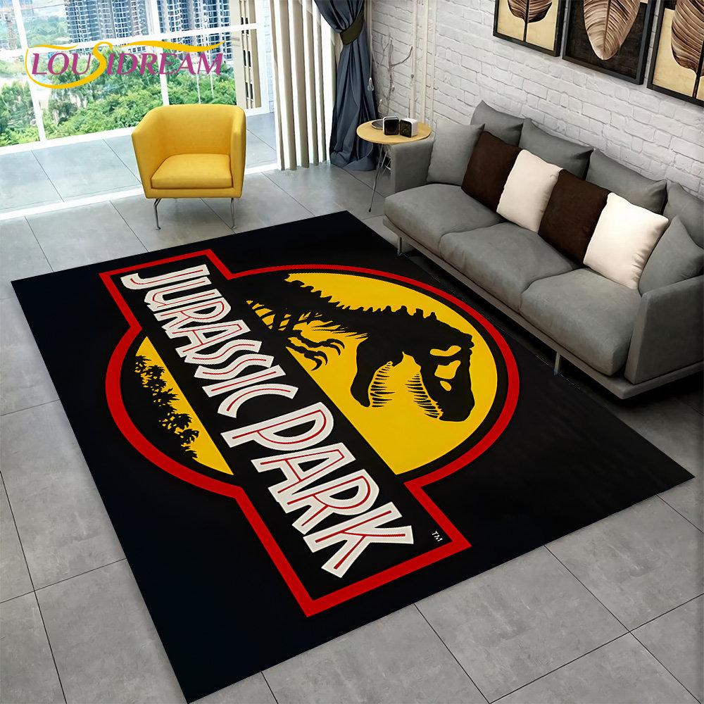 3D Cartoon Jurassic Park Dinosaur Area Rug Large,Carpet Rug for Living Room Bedroom Sofa Doormat Decor,Child Non-slip Floor Mat