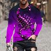 Spring and Autumn Round Neck 3D Scorpion Pattern Printed Top Fashionable Casual Long Sleeved Men's T-shirts