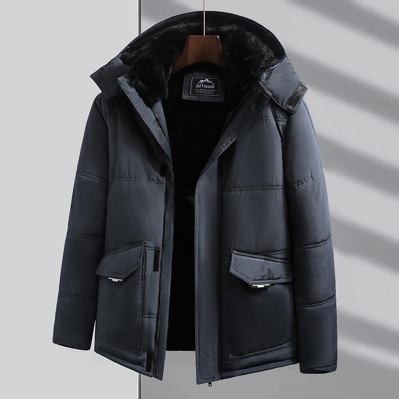 

Пальто с толстым бархатом и теплая хлопковая куртка для мужчин, с капюшоном из толстого бархата и хлопковой куртки XXXL