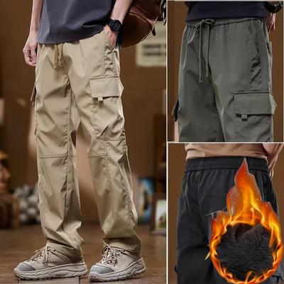 Herren Cargohose Winter Multi-Pocket Outdoor Jogging Wandern Kordelzug Gerade Hose