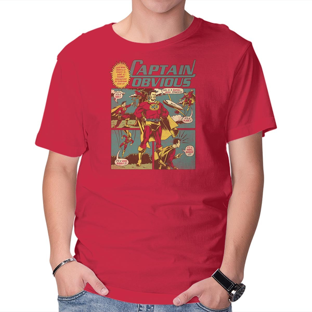 Unisex Crew Neck T-Shirt Captain Obvious Graphic Short Sleeve Casual Tee XXL