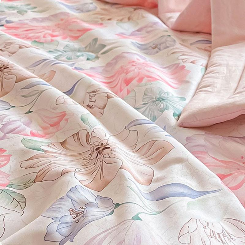 Fashion Flower Print Cool Blanket for Summer Light Skin Friendly Air Conditioner Comforter Single Double Bed Home Decor Quilt
