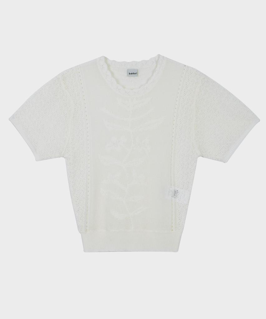 BELLOL Flower Jacquard Half Knit Ivory