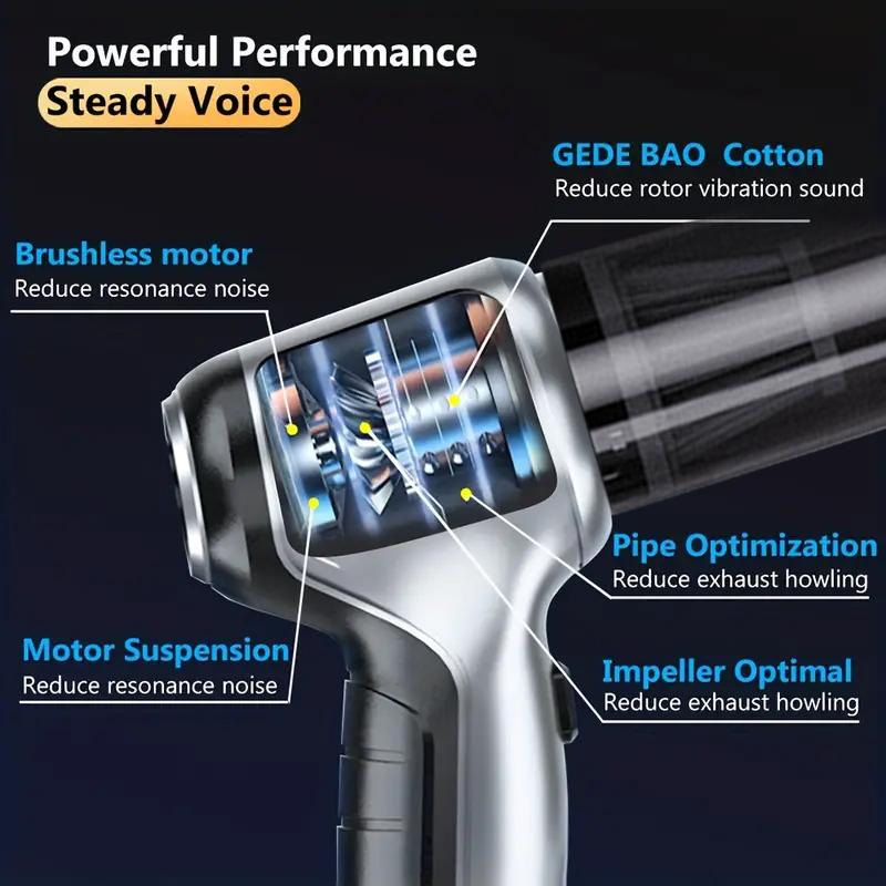 Air Duster, Cordless Vacuum. Portable Air Blower, 2024 Best Car Vacuum Cleaner, Brushless, Strong, Low Noise Long Lasting Batter