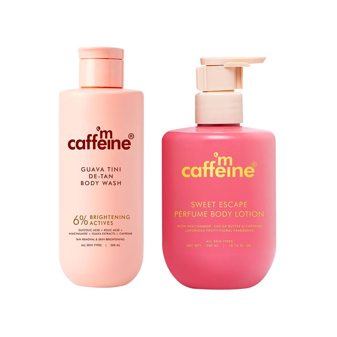 

mCaffeine Guava Tini Body Wash 300ml And Sweet Escape Body Lotion 300ml Duo For Smooth Glowing Skin Hydrating Fragrant Body Care Set