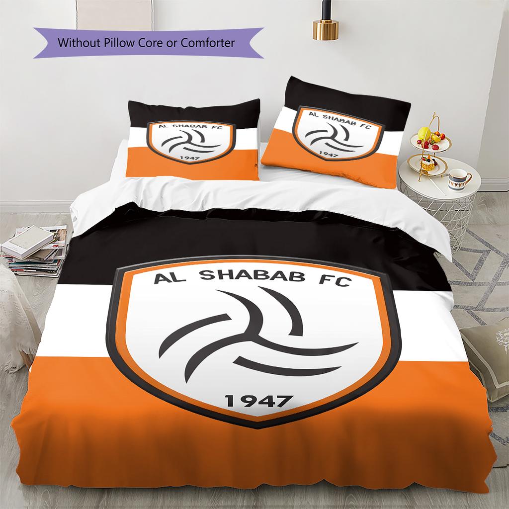 Al-Shabab FC Pattern Bedding,Quilt Set Quilt Cover Pillowcase Home Birthday Gift (1 * duvet cover + 2 * pillowcase, without core)