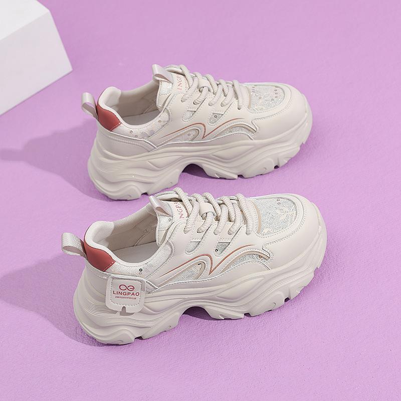 Spring and summer fashion dad shoes women's autumn and winter new thick soles increase height leisure campus style trend women's shoes one piece 2025