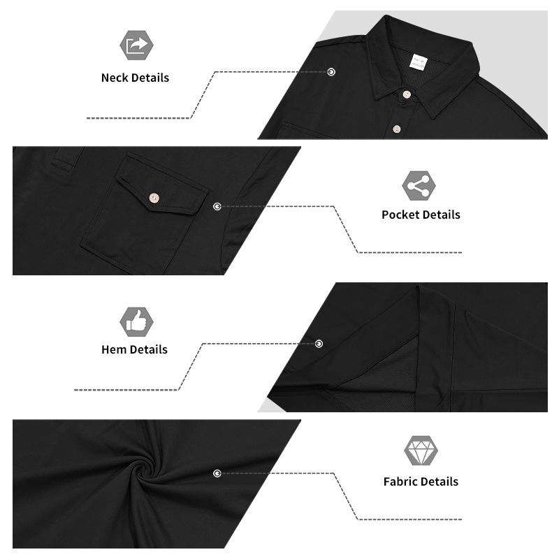 Camisa Polo de Manga Larga Holgada Retro Workwear con Cuello para Ocio al Aire Libre de Hombre de Primavera y Otoño
