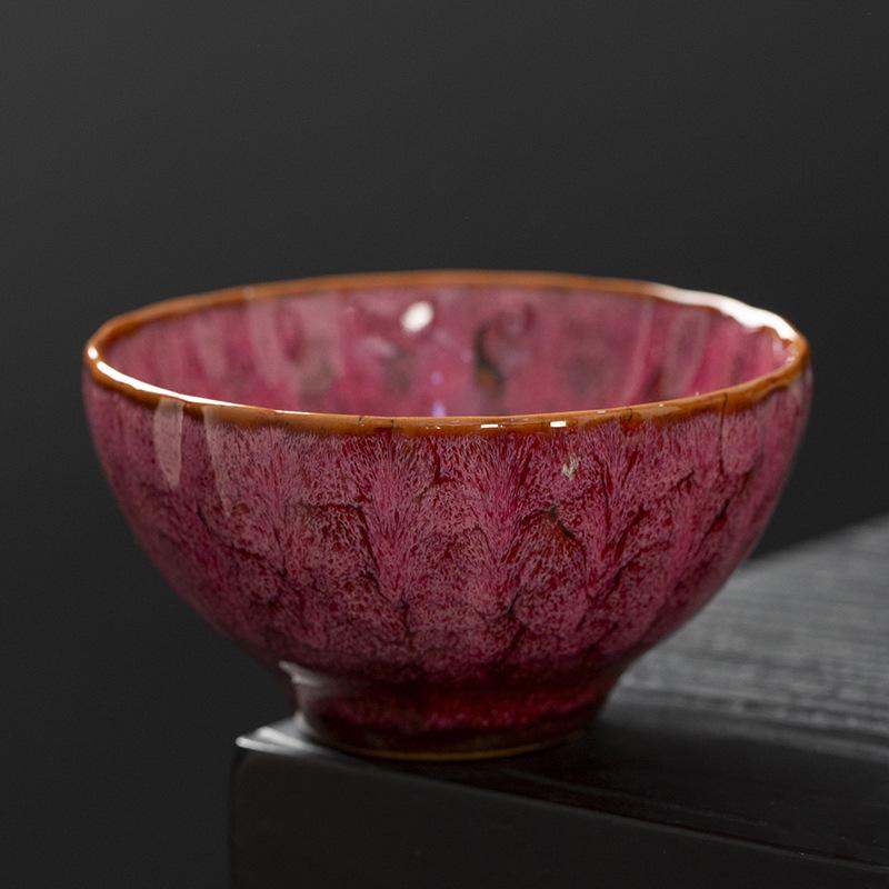Kiln-Change Ceramic Tea Cup Set: Luxury Light Gift Box with Large Gongfu Tea Tasting Cups in Nine Colors