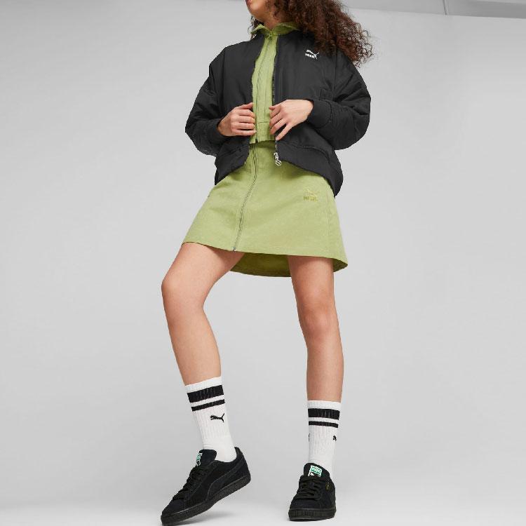 Puma T7 Bomber Jacket Solid Color Casual Logo Print Long Sleeve Jacket Women jackets Black 621689-01