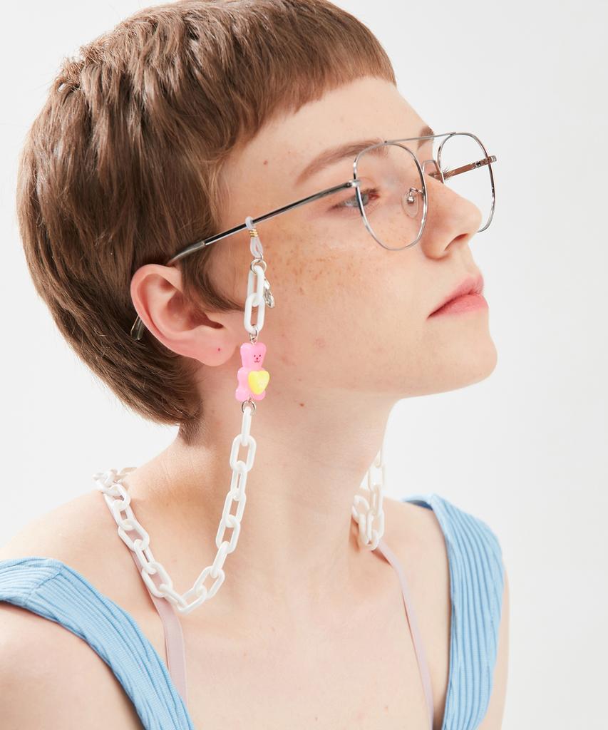 Maibu My Teddybear Mask Eyeglasses Chain - White