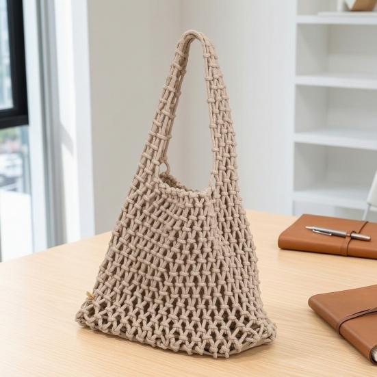 Hand Braided Tote Bag Large Capacity Boho Handbag Women Summer Beach Tote Rope Braided