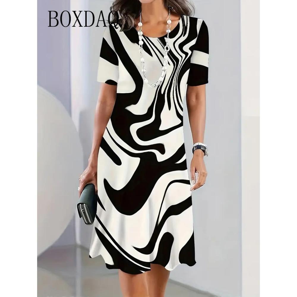

Модное элегантное женское платье размера плюс 8XL 9XL с коротким рукавом и круглым вырезом, повседневное платье для отдыха, платье большого размера с цветочным принтом и трапециевидной формой 3XL