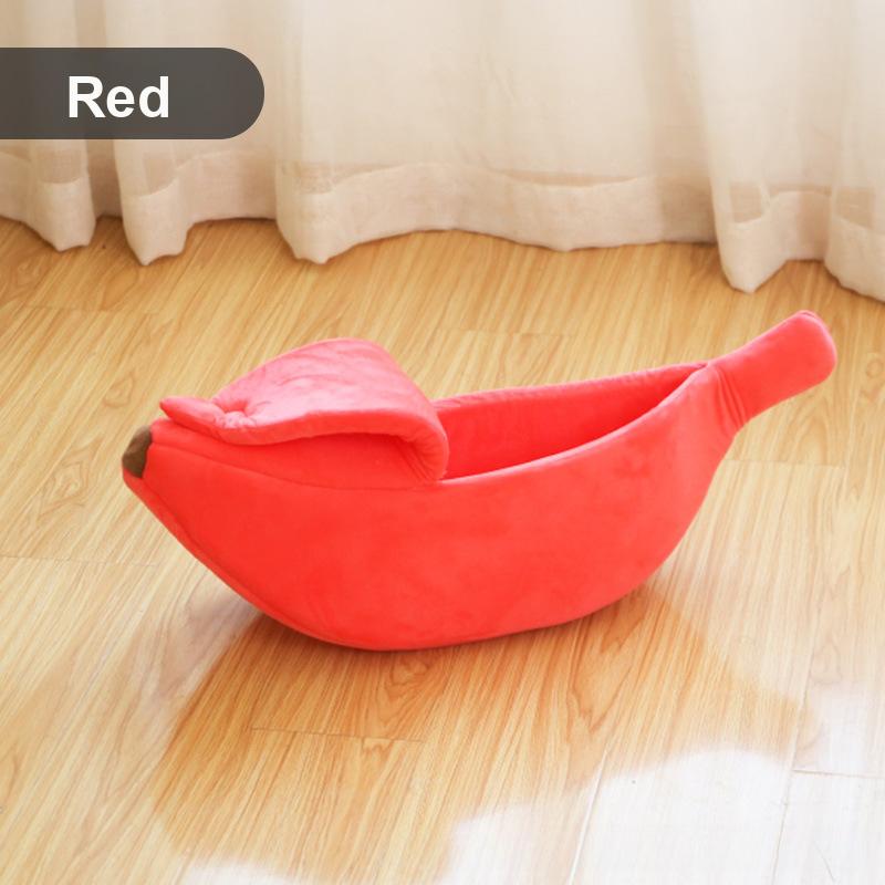 Winter Pet Banana Shape Warm Cat Bed Dog House Semi-Enclosed Pet House Hamster Bed Sleeping Mat