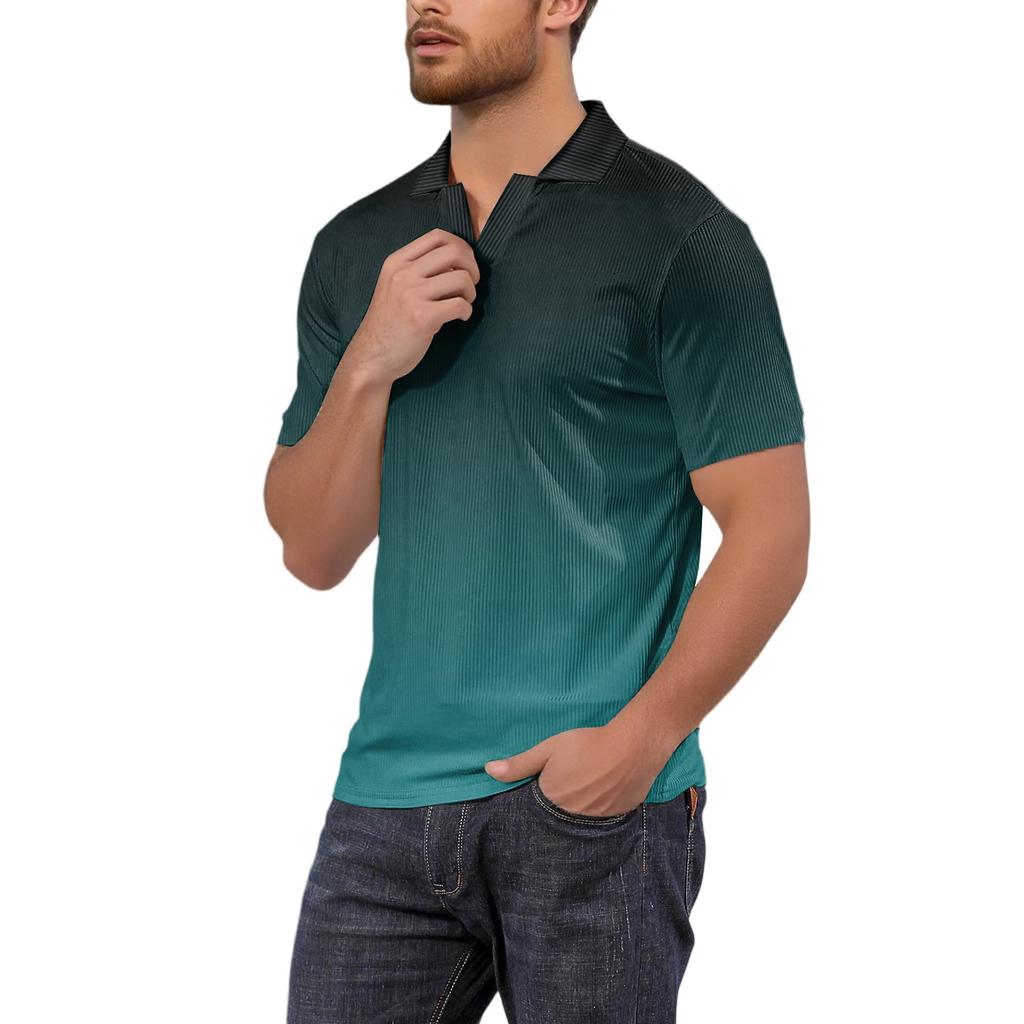 Men's Fashion Printed V-Neck Short Sleeve Top Golf T-Shirt