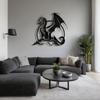 Metal Dragon Wall Art, Fantasy Creature Iron Sculpture, Home Decor Gothic Decor