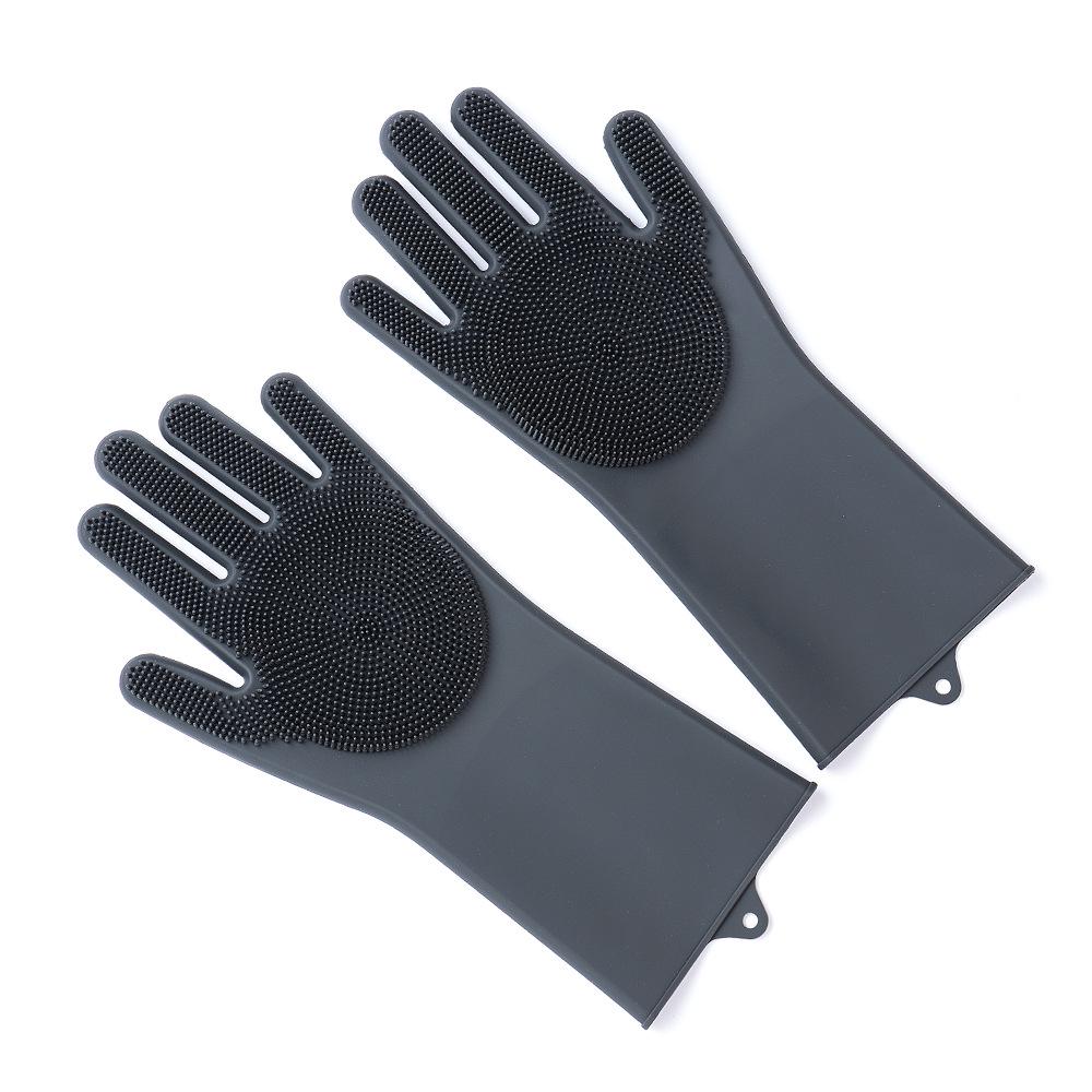 Black Silicone Dishwashing & Cleaning Gloves - Anti-Freeze, Heat-Resistant for Kitchen & Laundry Use