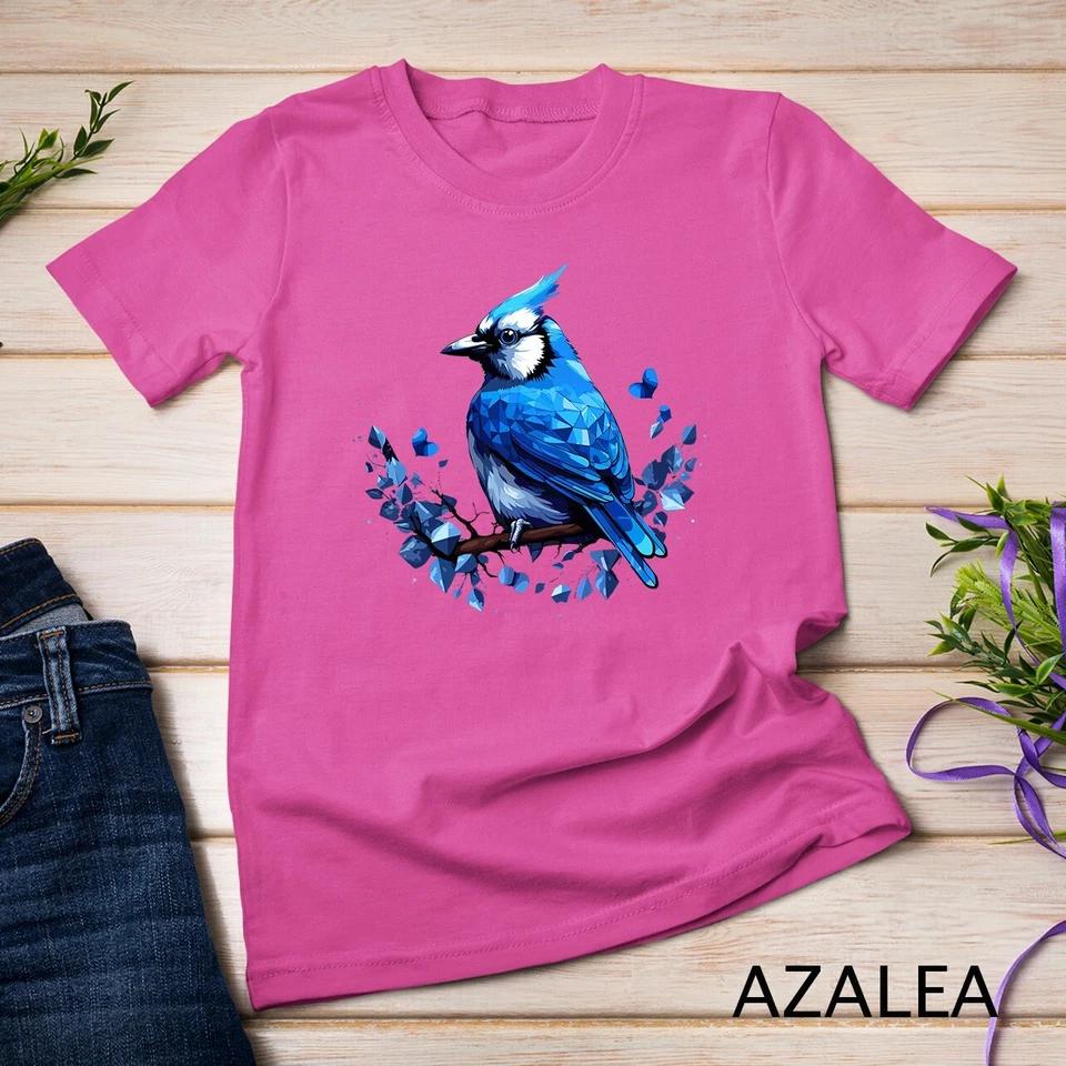 Blue Jay Geometric Patten Art,Cute Blue Jay Bird Lover Tee Unisex T-shirt 9 XL
