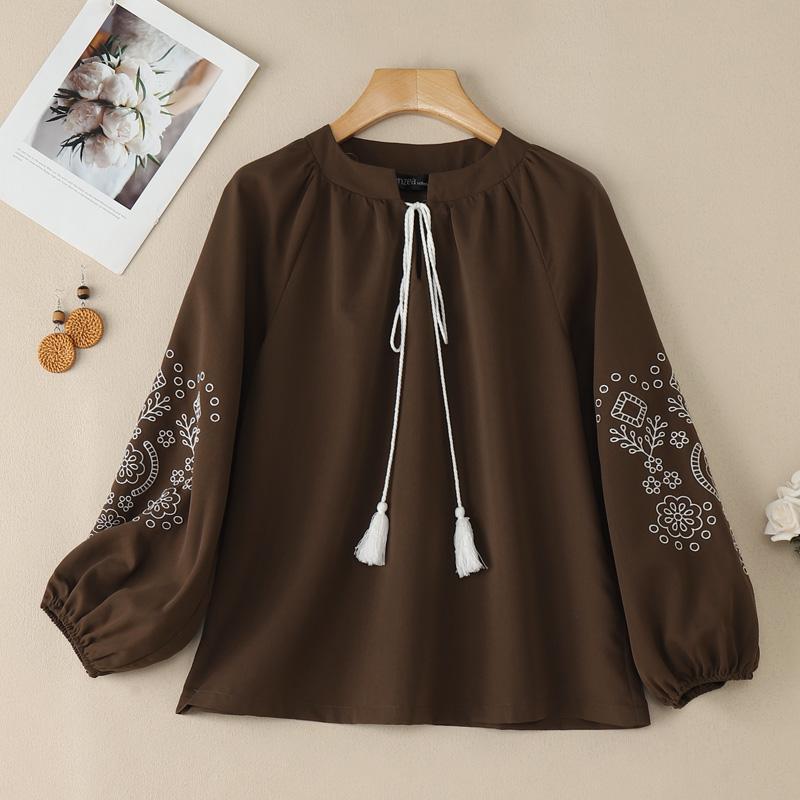 ZANZEA Women CasuaL V-Neck Loose Print Long Sleeve Blouse