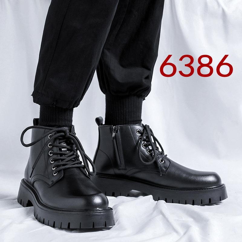 Martin Boots Herr Ny Casual Brittisk Trend Mångsidiga Tjocka Sulan Mellanhöga Svarta Lokomotivstövlar 6895-R