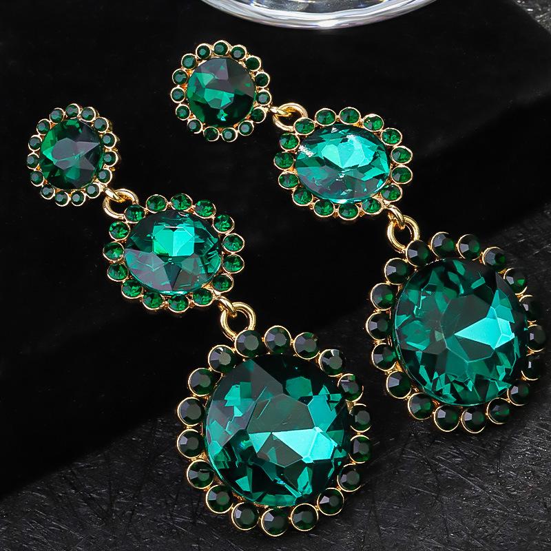 Boucles d'oreilles pendantes Zircon Fleur Colorée pour Femmes, Boucles d'oreilles pendantes Statement pour Fête & Usage Quotidien