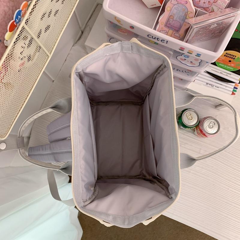 Large Capacity Junior High School High School Student Schoolbag Female Contrasting Color Backpack Simple Trendy Casual Backpack