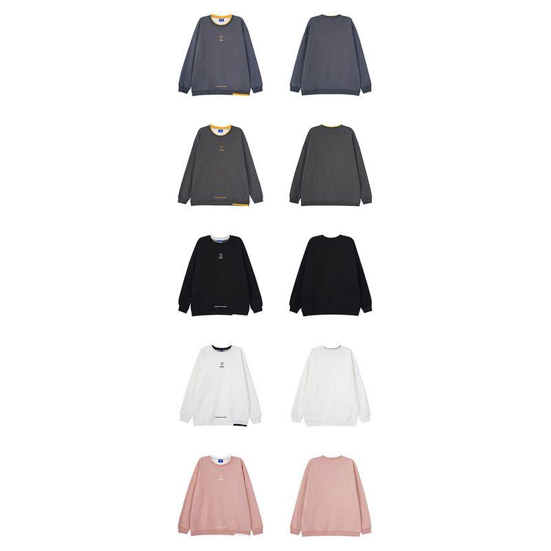 Wassup Fashion Brand Cartoon Smiley Face Fleece-lined round Neck Hoodie Boys Spring, Autumn and Winter All-Matching Couple Pullover Top Heavy