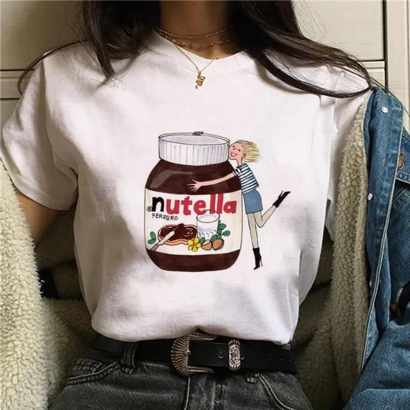 90s Nutella Print Graphic Womens Tshirt Fashionable Harajuku Tshirt Cute Cartoon Tshirt Korean Style Womens Cute Tshirt