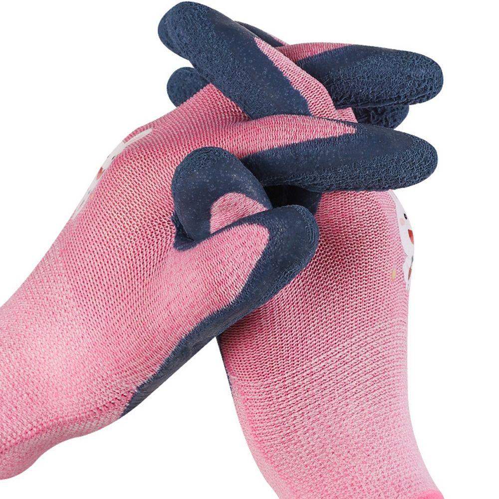 2 Pairs Thickening Kids Work Gloves Cartoon Gardening Gloves  for Student Children