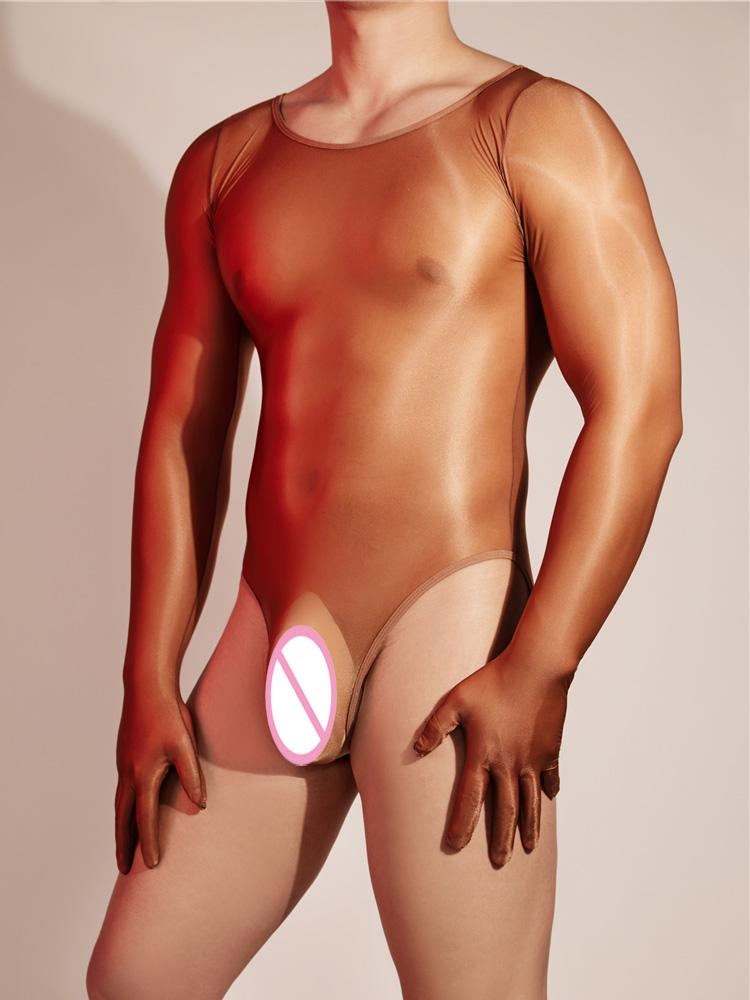 Sexy Men High Cut Bodysuit U Bulge Pouch Elastic Finger Gloves Tights Sheer See Through Shapping Maid Leotard One Pieces Thong