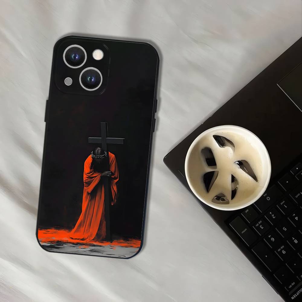 Archangel Michael Cross Phone Case For iPhone 16,15,14,13,12,11,Pro,XS,Max,XR,Plus,E,SE4,Mini Black Soft Cover
