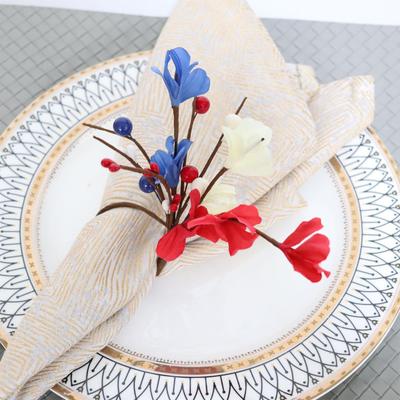Napkin Rings Independence Day Artificial Flower Table Decor 4th of July Party Napkin Holder for Home Dinner Gathering Banquet
