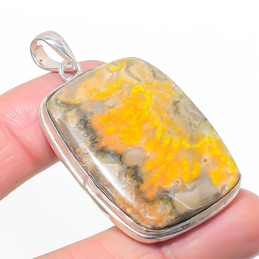 Natural Bumble Bee Jasper 925 Sterling Silver Jewelry Pendant 2.17 AP-14608