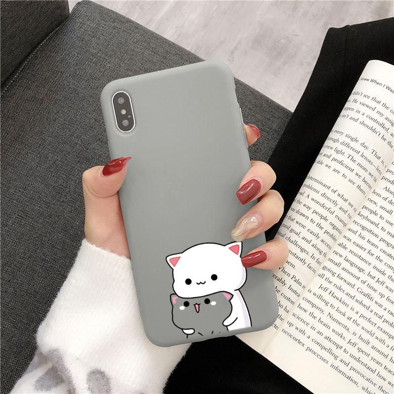 Cute Couple Cat Cover For Samsung Galaxy A50 A51 A52 A72 A10 A11 A12 A20 A30 A31 A32 A22 A40 A41 S9 S10 S20 FE S21 Plus TPU Case