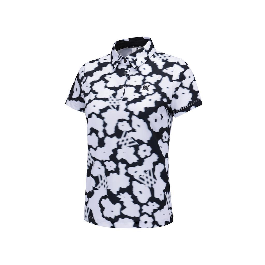 ANEW GOLF Women Fa Flower Pattern Short T-Shirt_Wh