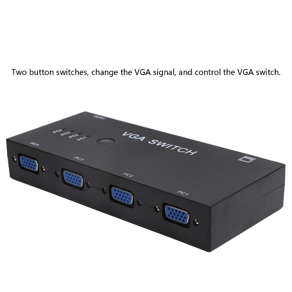 1920@1080P VGA-Umschalter 4-in-1-Ausgang HD-Video-Teiler VGA-Schaltbox für VGA/XVGA/SVGA/UXGA TV-Monitor
