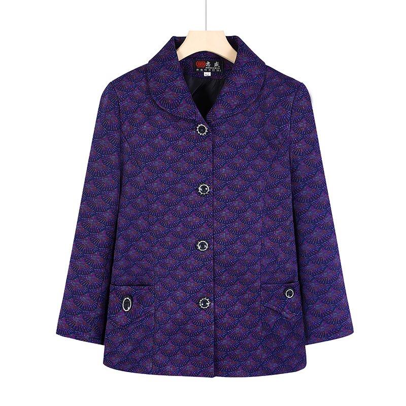Autumn Women's Top with Lining, Year 0 Thin Coat, Old Lady Lapel Gown