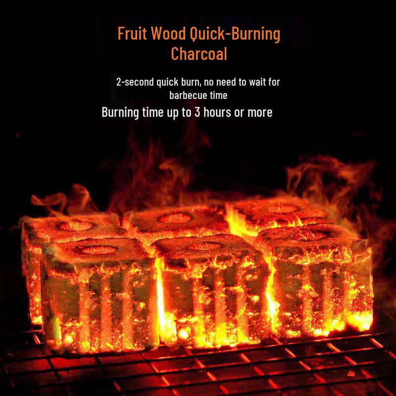 Quick-Light Smokeless Fruitwood & Bamboo Charcoal Briquettes: Easy-to-Use for Home BBQ