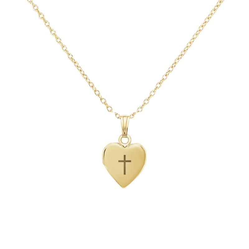 Heart Shape Cross Necklace In Stainless Steel With Gold Plating For Female Fashion Accessory