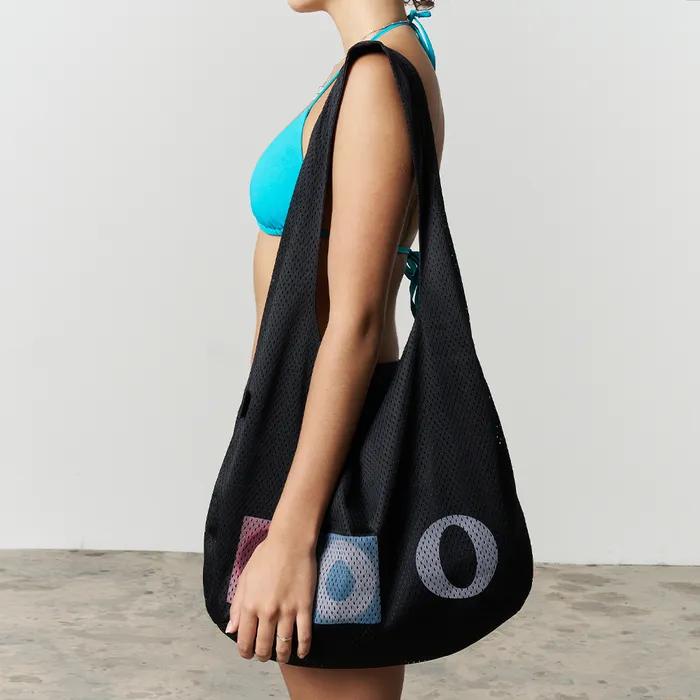 O Mesh Reversible Tote Bag, Asphalt